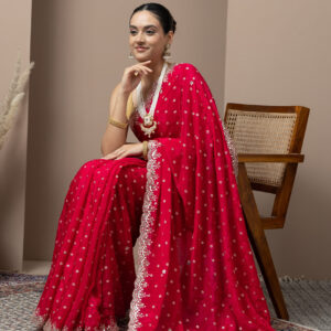 Rich Crimson Red with delicate gold embellishments