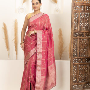 Dark Rose Pink with subtle gold zari accents