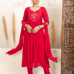 Red Anarkali Suit Set